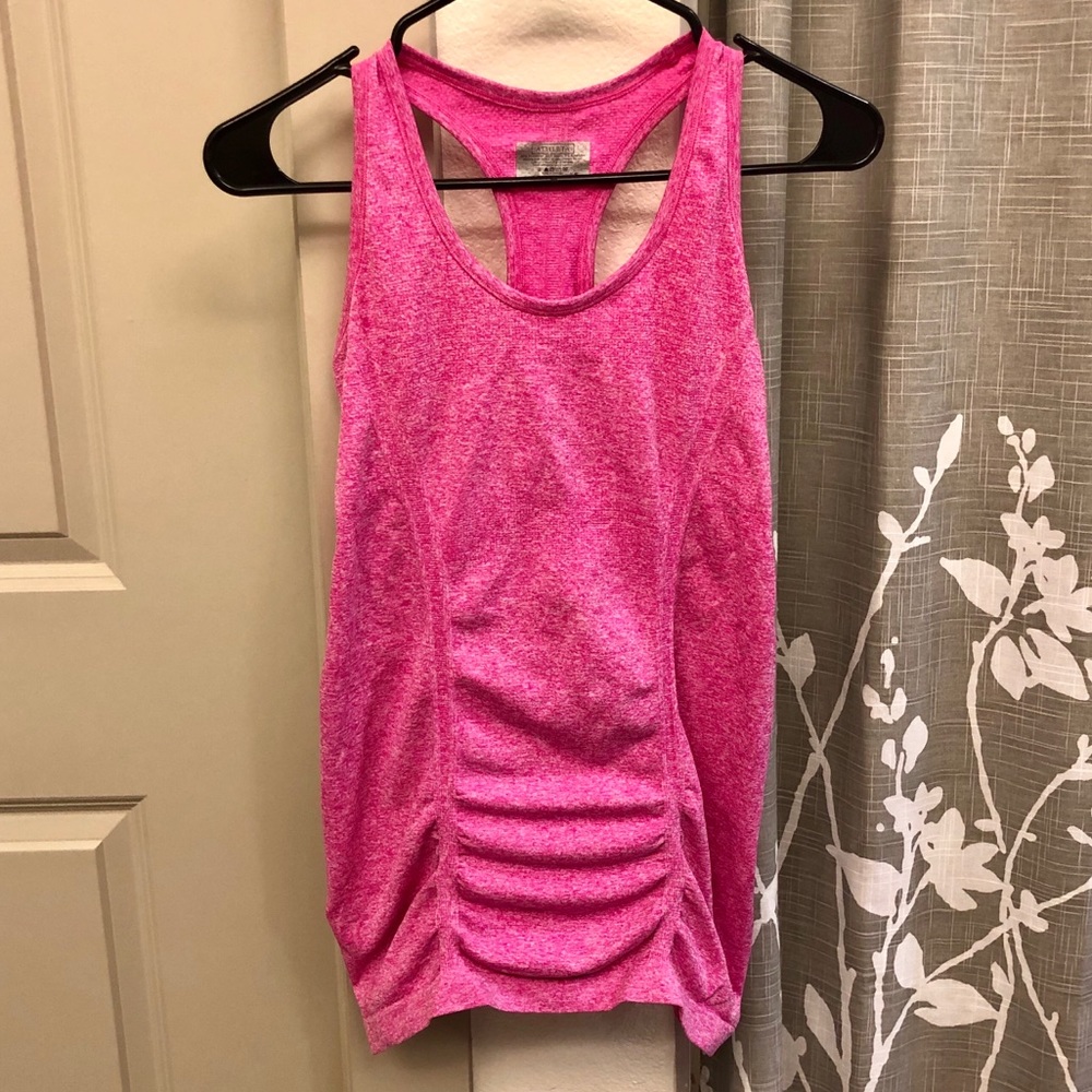 Athleta Fastest Track Pink Rouched Workout Tank Sm